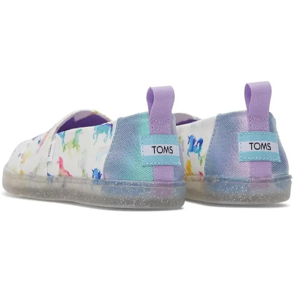 Toms Alpargata 10020115 Sneakers Kids 6 White Unicorn Print Slip On Shoes GAL975